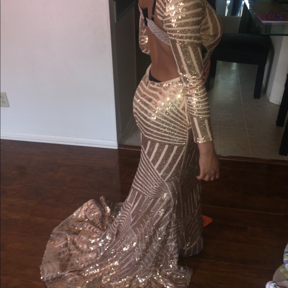Prom dress! Champagne gold sequin prom dress